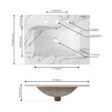 Ancillary 3-Hole Classic Contemporary Rectangular Ceramic Single Sink Basin Vanity Top