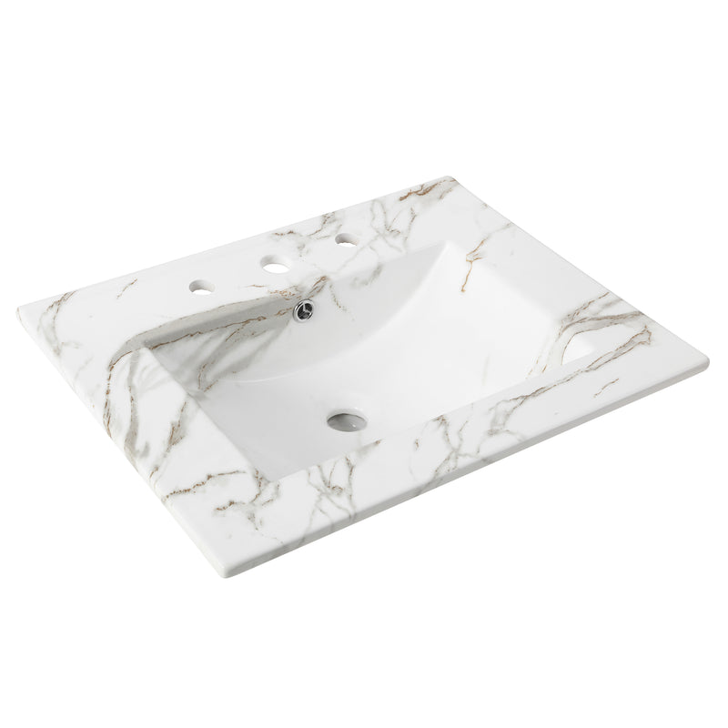 Ancillary 3-Hole Classic Contemporary Rectangular Ceramic Single Sink Basin Vanity Top