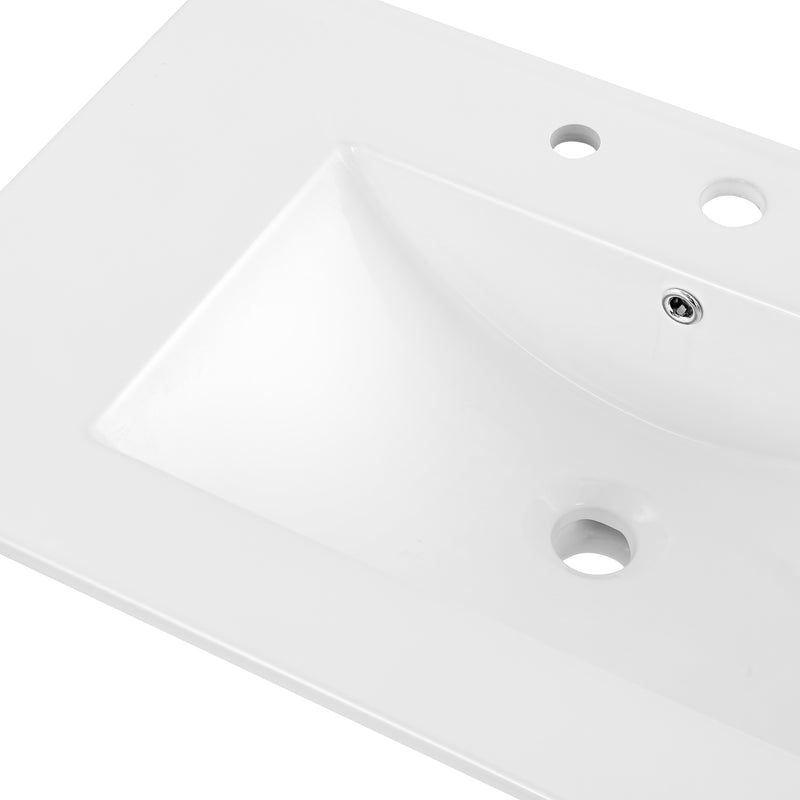 Ancillary 3-Hole Classic Contemporary Rectangular Ceramic Single Sink Basin Vanity Top
