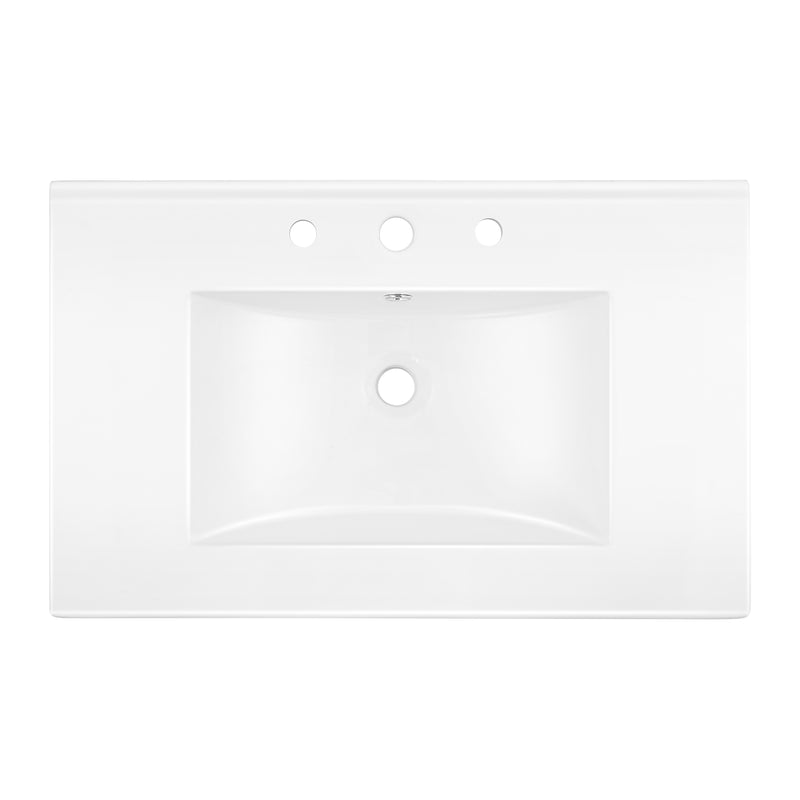 Ancillary 3-Hole Classic Contemporary Rectangular Ceramic Single Sink Basin Vanity Top