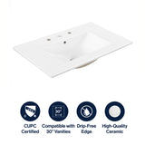 Ancillary 3-Hole Classic Contemporary Rectangular Ceramic Single Sink Basin Vanity Top