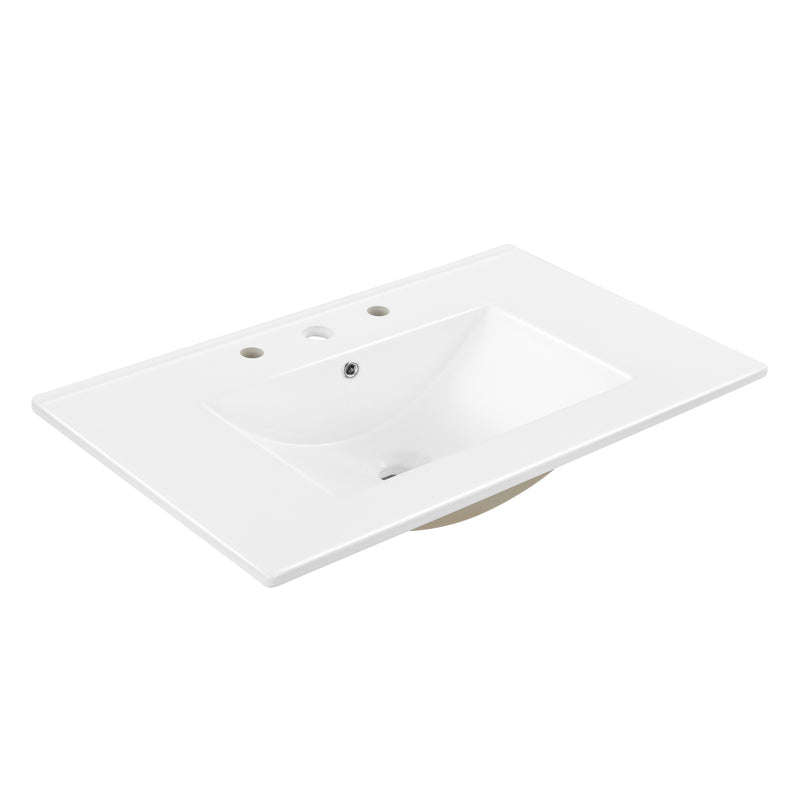 Ancillary 3-Hole Classic Contemporary Rectangular Ceramic Single Sink Basin Vanity Top