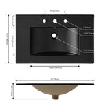 Ancillary 3-Hole Classic Contemporary Rectangular Ceramic Single Sink Basin Vanity Top