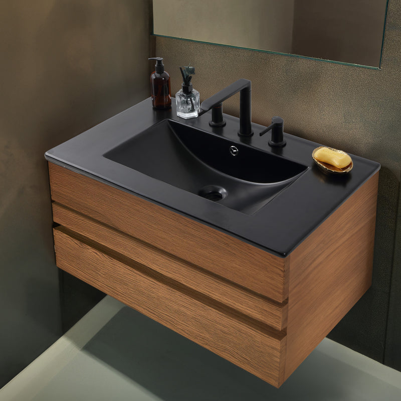 Ancillary 3-Hole Classic Contemporary Rectangular Ceramic Single Sink Basin Vanity Top