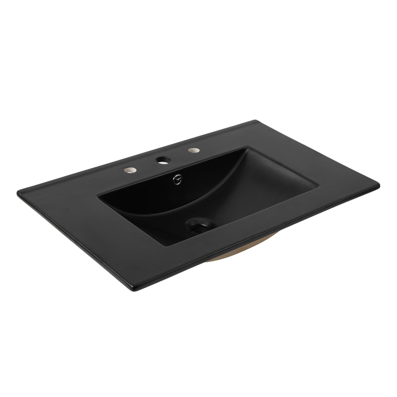 Ancillary 3-Hole Classic Contemporary Rectangular Ceramic Single Sink Basin Vanity Top