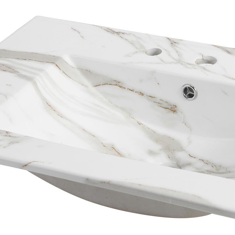 Ancillary 3-Hole Classic Contemporary Rectangular Ceramic Single Sink Basin Vanity Top