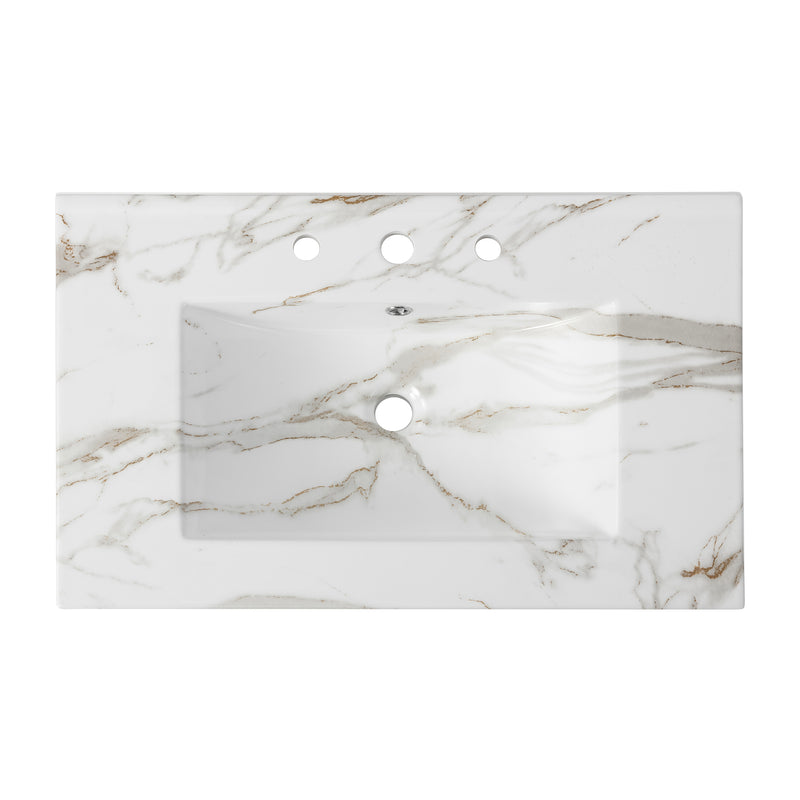 Ancillary 3-Hole Classic Contemporary Rectangular Ceramic Single Sink Basin Vanity Top