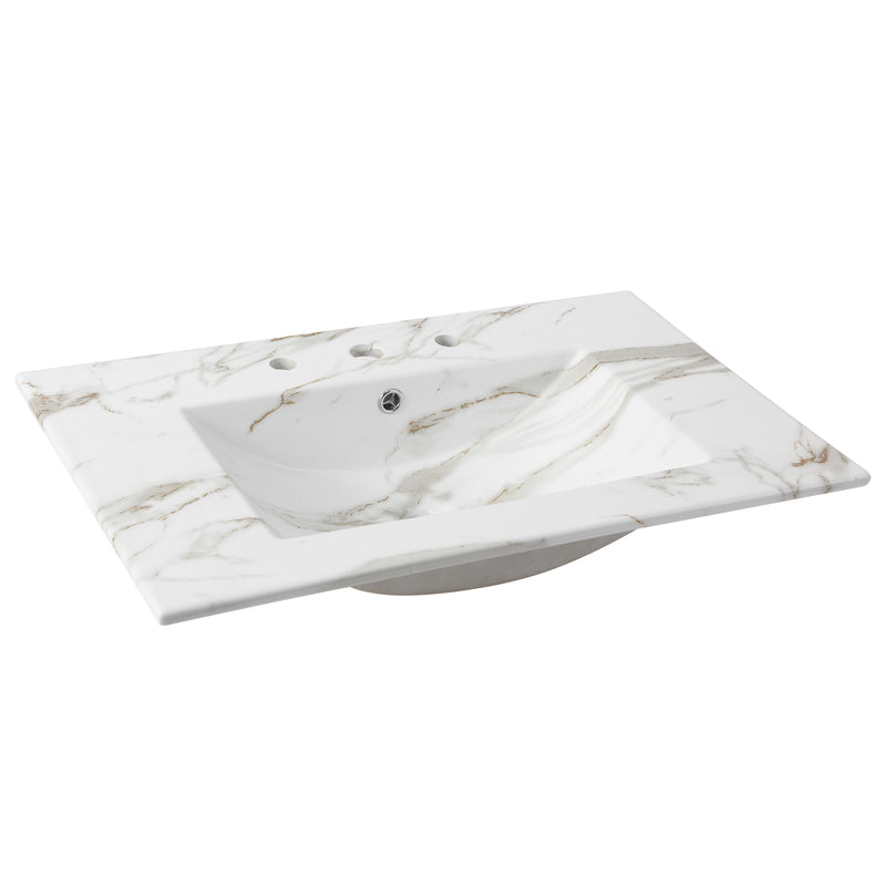 Ancillary 3-Hole Classic Contemporary Rectangular Ceramic Single Sink Basin Vanity Top