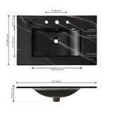 Ancillary 3-Hole Classic Contemporary Rectangular Ceramic Single Sink Basin Vanity Top