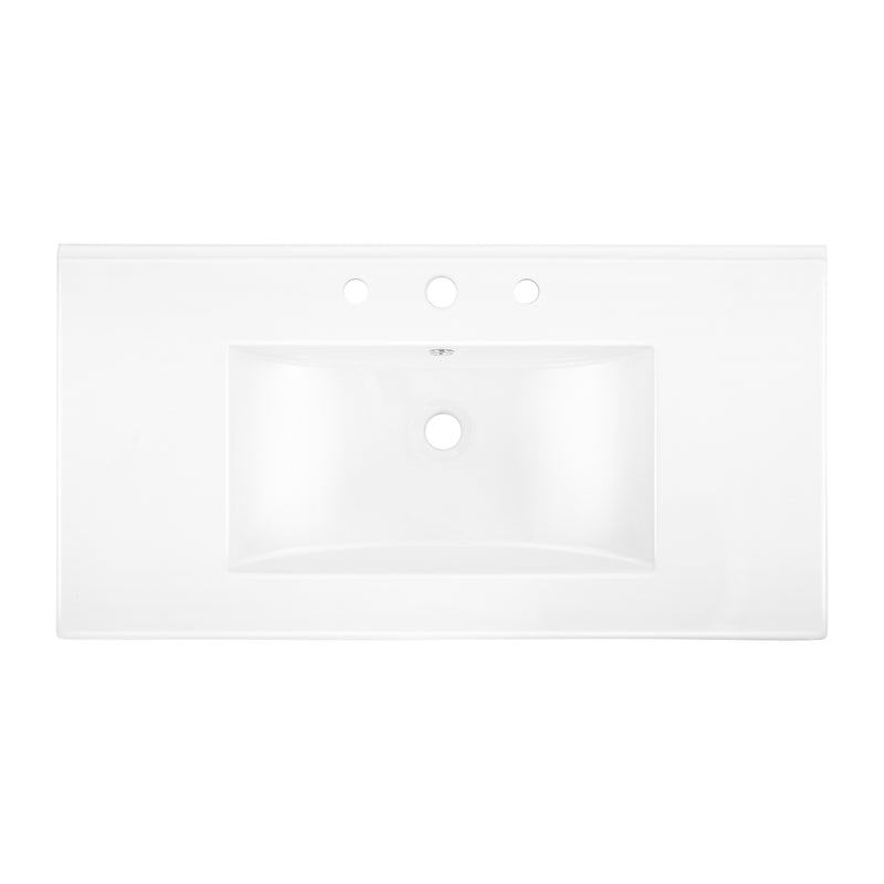 Ancillary 3-Hole Classic Contemporary Rectangular Ceramic Single Sink Basin Vanity Top