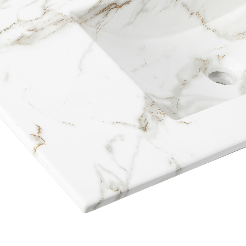 Ancillary 3-Hole Classic Contemporary Rectangular Ceramic Single Sink Basin Vanity Top