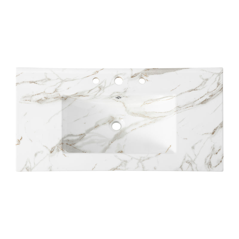 Ancillary 3-Hole Classic Contemporary Rectangular Ceramic Single Sink Basin Vanity Top