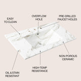 Ancillary 3-Hole Classic Contemporary Rectangular Ceramic Single Sink Basin Vanity Top