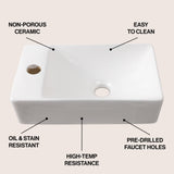 Felix 15 in. W x 8 in. D Modern Wall Mounted Rectangular Ceramic Mini Sink