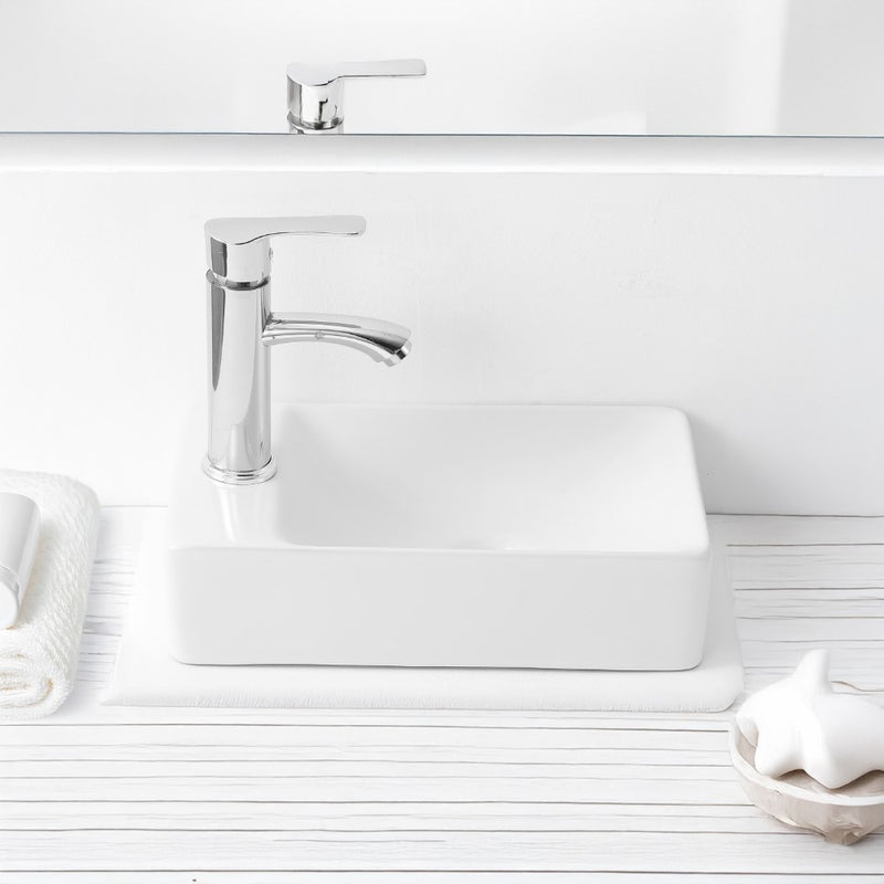 Felix 15 in. W x 8 in. D Modern Wall Mounted Rectangular Ceramic Mini Sink