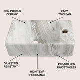 Felix 15 in. W x 8 in. D Modern Wall Mounted Rectangular Ceramic Mini Sink