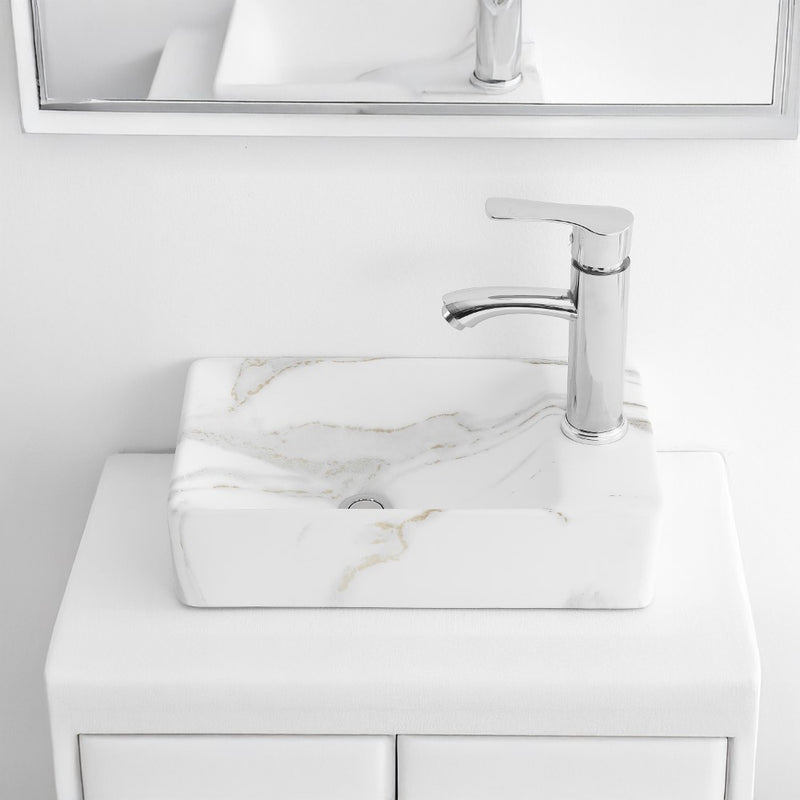 Felix 15 in. W x 8 in. D Modern Wall Mounted Rectangular Ceramic Mini Sink