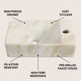 Felix 15 in. W x 8 in. D Modern Wall Mounted Rectangular Ceramic Mini Sink