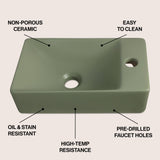 Felix 15 in. W x 8 in. D Modern Wall Mounted Rectangular Ceramic Mini Sink