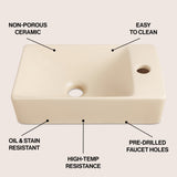 Felix 15 in. W x 8 in. D Modern Wall Mounted Rectangular Ceramic Mini Sink