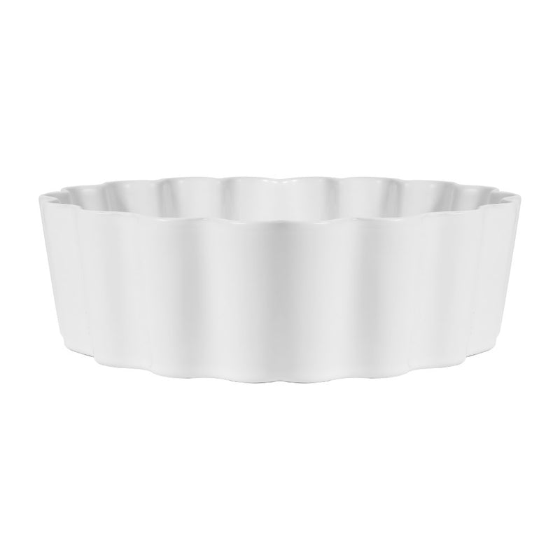 Atelier 15 in. Round Art Deco Contemporary Scalloped Ceramic Bathroom Vessel Sink