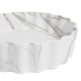 Atelier 15 in. Round Art Deco Contemporary Scalloped Ceramic Bathroom Vessel Sink