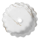 Atelier 15 in. Round Art Deco Contemporary Scalloped Ceramic Bathroom Vessel Sink
