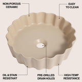 Atelier 15 in. Round Art Deco Contemporary Scalloped Ceramic Bathroom Vessel Sink