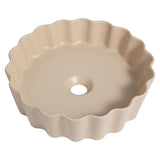 Atelier 15 in. Round Art Deco Contemporary Scalloped Ceramic Bathroom Vessel Sink
