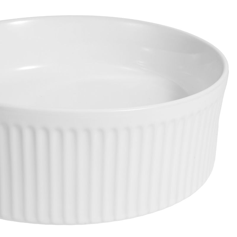 Element 14.75 in. W x 14.75 in. D Modern Designer Round Fluted Ceramic Bathroom Vessel Sink
