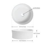 Element 14.75 in. W x 14.75 in. D Modern Designer Round Fluted Ceramic Bathroom Vessel Sink