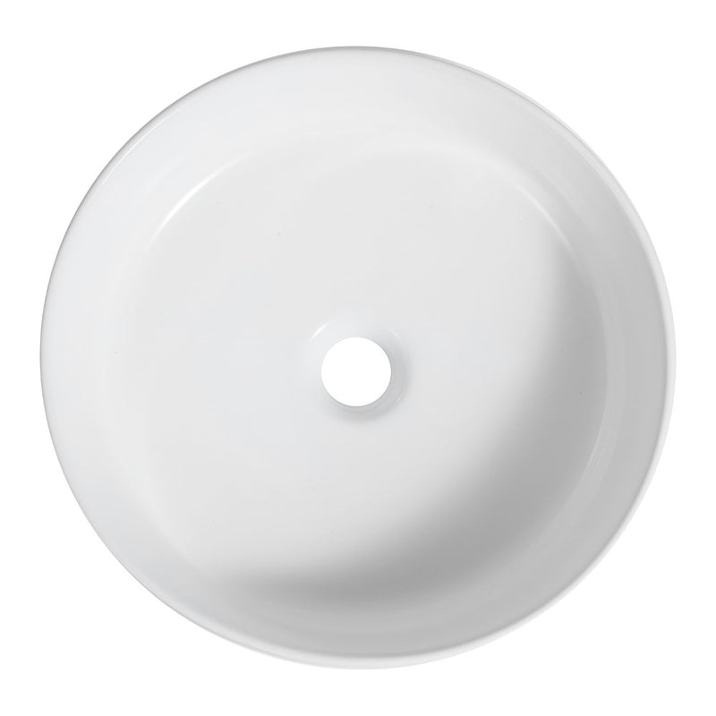 Element 14.75 in. W x 14.75 in. D Modern Designer Round Fluted Ceramic Bathroom Vessel Sink