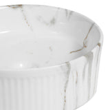 Element 14.75 in. W x 14.75 in. D Modern Designer Round Fluted Ceramic Bathroom Vessel Sink