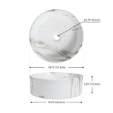 Element 14.75 in. W x 14.75 in. D Modern Designer Round Fluted Ceramic Bathroom Vessel Sink