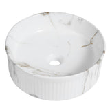 Element 14.75 in. W x 14.75 in. D Modern Designer Round Fluted Ceramic Bathroom Vessel Sink