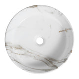 Element 14.75 in. W x 14.75 in. D Modern Designer Round Fluted Ceramic Bathroom Vessel Sink