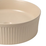 Element 14.75 in. W x 14.75 in. D Modern Designer Round Fluted Ceramic Bathroom Vessel Sink