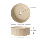 Element 14.75 in. W x 14.75 in. D Modern Designer Round Fluted Ceramic Bathroom Vessel Sink