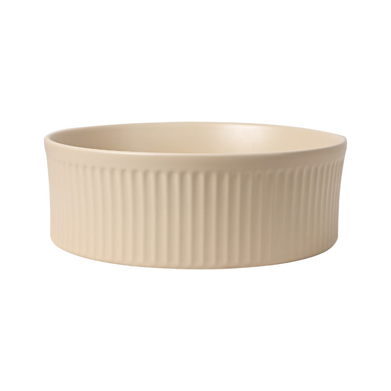 Element 14.75 in. W x 14.75 in. D Modern Designer Round Fluted Ceramic Bathroom Vessel Sink