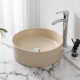 Element 14.75 in. W x 14.75 in. D Modern Designer Round Fluted Ceramic Bathroom Vessel Sink