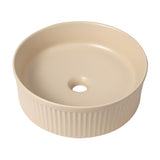 Element 14.75 in. W x 14.75 in. D Modern Designer Round Fluted Ceramic Bathroom Vessel Sink