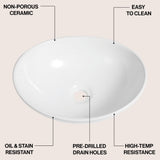 Cascade 16 in. W x 13.5 in. D Modern Minimalist Oval Ceramic Bathroom Vessel Sink