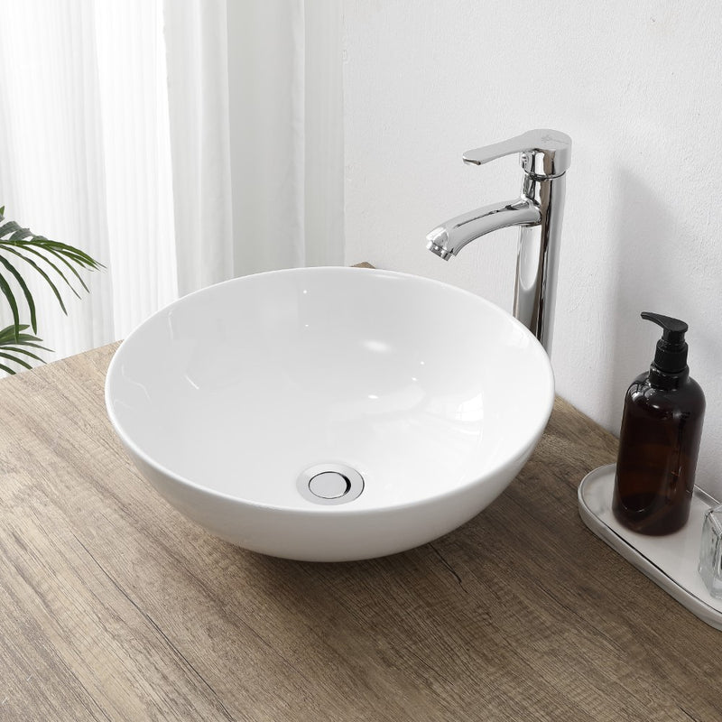 Quarry 15.5 in. Round Classic Designer Ceramic Bathroom Bowl Vessel Sink