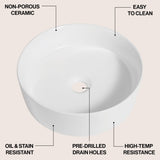 Aura 14.25 in. Round Art Deco Contemporary Ceramic Bathroom Vessel Sink