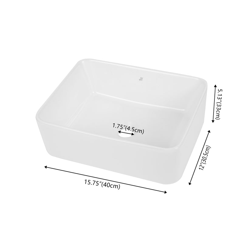 Ferbon 16 in. W x 12 in. D Modern Rectangular Ceramic Above Counter Vessel Bathroom Vanity Sink Basin
