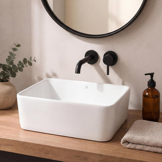 Ferbon 16 in. W x 12 in. D Modern Rectangular High-Gloss Ceramic Above Counter Vessel Bathroom Vanity Sink Basin