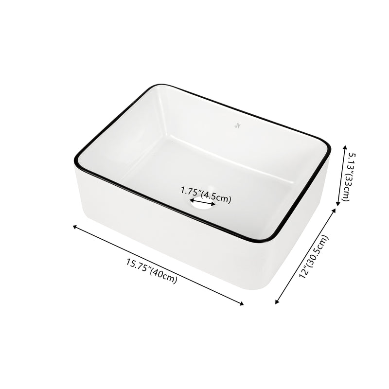 Ferbon 16 in. W x 12 in. D Modern Rectangular Ceramic Above Counter Vessel Bathroom Vanity Sink Basin