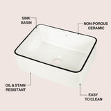 Ferbon 16 in. W x 12 in. D Modern Rectangular Ceramic Above Counter Vessel Bathroom Vanity Sink Basin