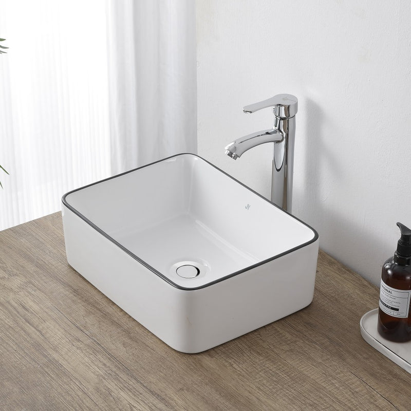 Ferbon 16 in. W x 12 in. D Modern Rectangular Ceramic Above Counter Vessel Bathroom Vanity Sink Basin