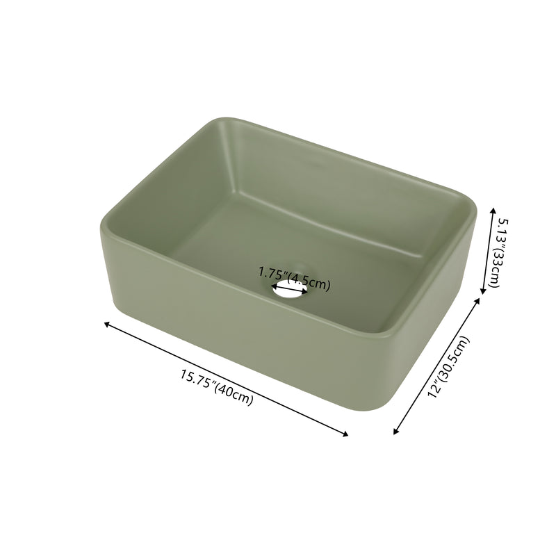 Ferbon 16 in. W x 12 in. D Modern Rectangular Ceramic Above Counter Vessel Bathroom Vanity Sink Basin